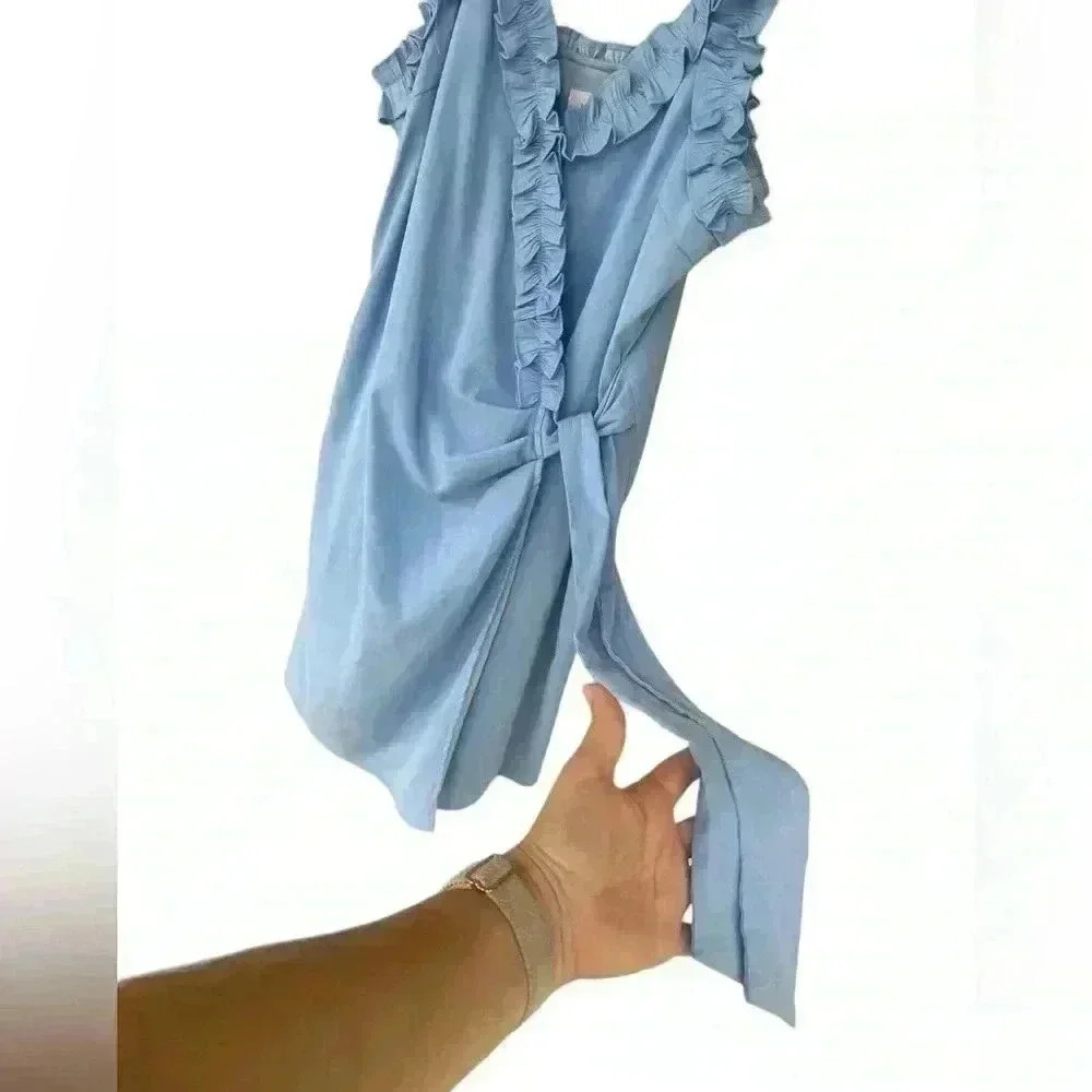 Lost + Wander Bella Ruffle Mini Dress In blue size M adjustable straps w/liner - Picture 8 of 12